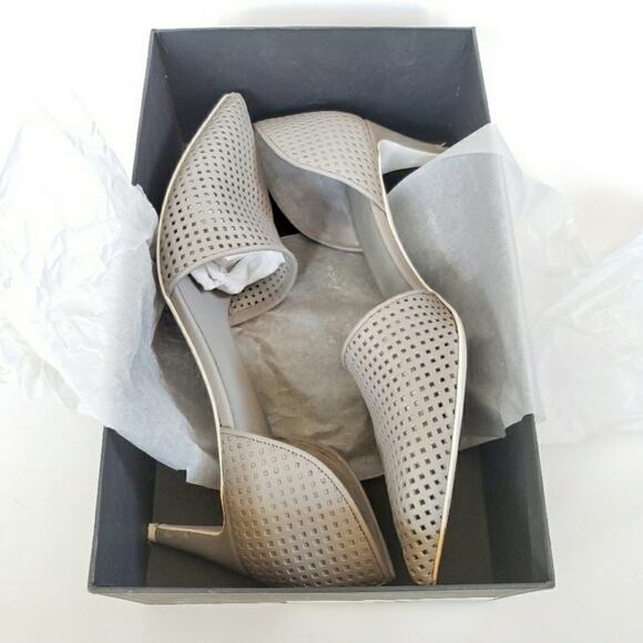 Vince Aurelian Gray Leather D'orsay Heels 10 - Picture 1 of 11